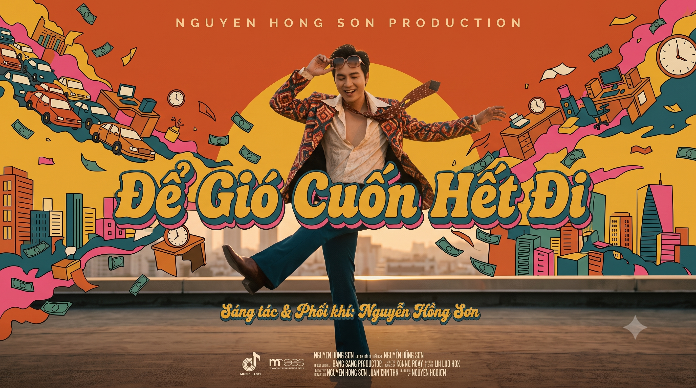 Artwork bài hát Để Gió Cuốn Hết Đi tông màu xanh biển